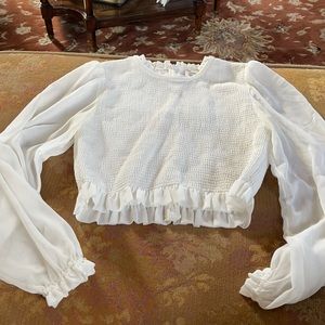 Aritzia long sleeve semi - cropped S blouse